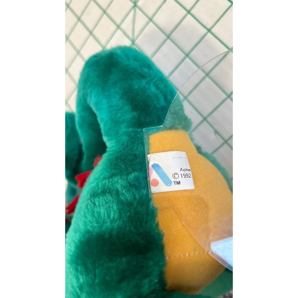Vintage‎ 1992 Acme Dragon Plush Teal Green Yellow Iridescent Wings 12 Inch Toy